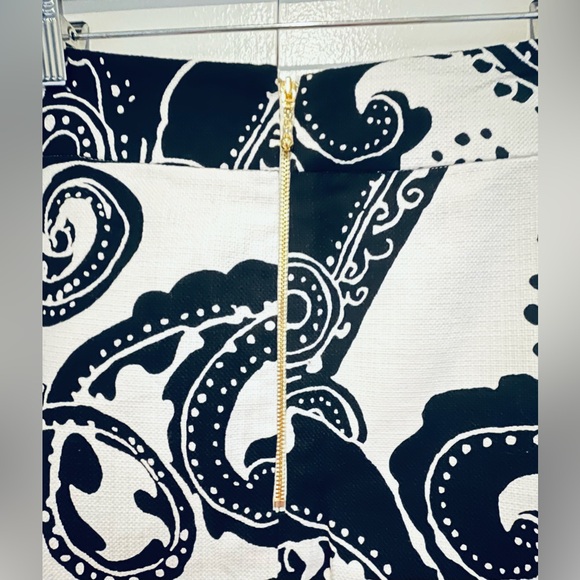 Kate Spade Skirt the Rules Cotton Short Skirt Size 10 Black White Print NWOT - Picture 5 of 7